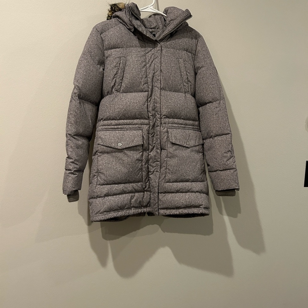 Lauren Ralph Lauren Down Puffer Coat Faux Fur Hood Gray XS Winter Jacket